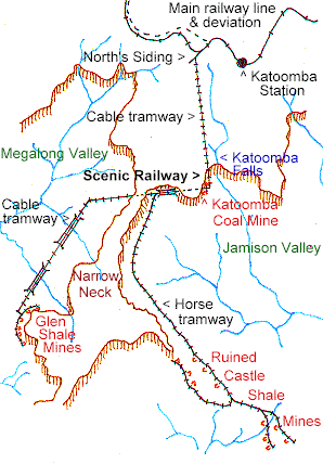Katoomba tramways map. Blue Mountains.